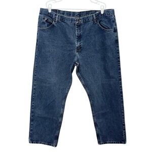 Wrangler Jeans Mens 42x29 Blue Cotton Denim Straight Leg Classic Workwear